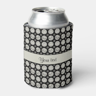 Enfriador De Latas Botones Glitzy Sparkly Silver Purpurina