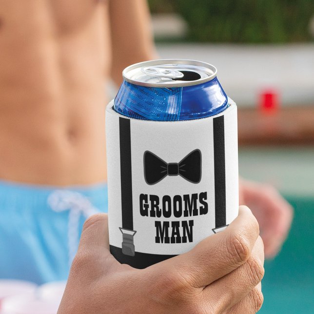 Enfriador De Latas Bow Tie Groomsman Boda Gift (Subido por el creador)