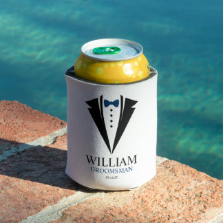 Enfriador De Latas Bow Tie Tuxedo "Groomsman" personalizado