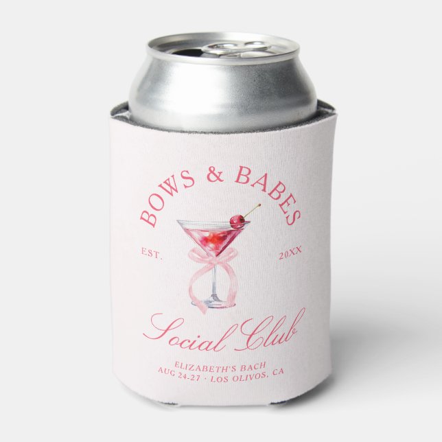 Enfriador De Latas Bows & Babes Coquette Cherries Bachelorette (Lata Anverso)
