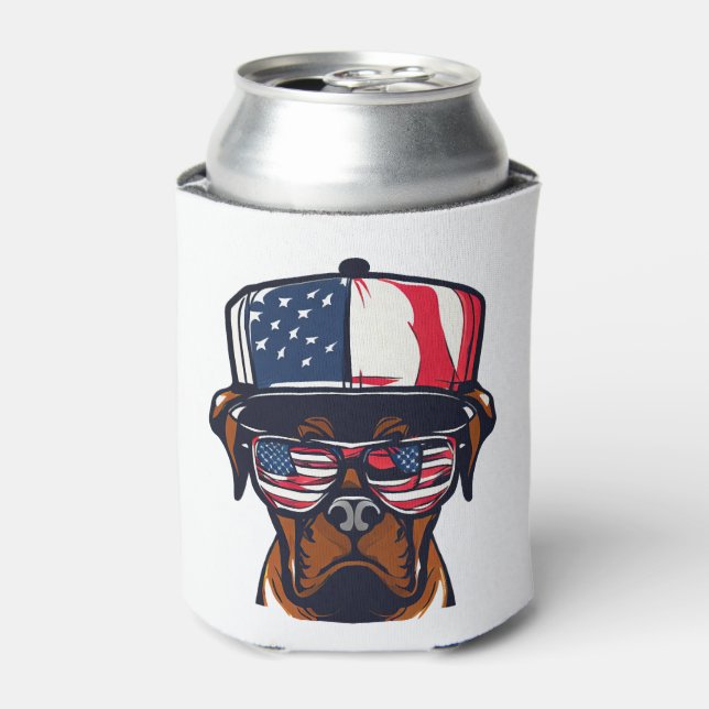 Enfriador De Latas Boxer Dog 4 de julio (Lata Anverso)