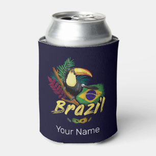 Enfriador De Latas Brasil Vintage Toucan Flag Samba Mask Souvenir