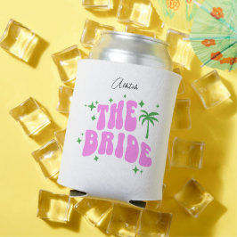 Enfriador De Latas bride palm springs pink retro bachelorette party