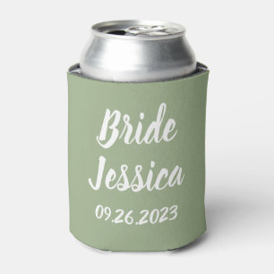 Enfriador De Latas Bride Sage Green Elegante Guión Regalos Bodas