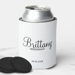 Enfriador De Latas Bridesmaids personalizadas modernas en blanco y ne