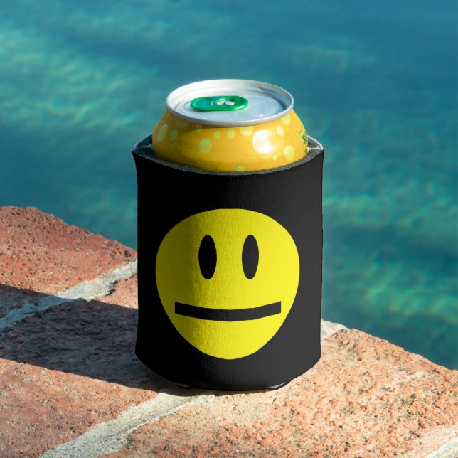 Enfriador De Latas Brillante Amarillo Feliz Cara Sonriente (Piscina in situ)