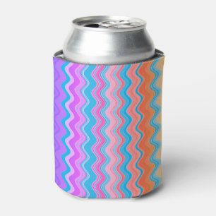 Enfriador De Latas Brillante colorido multicolor Wavy Zigzag Patten