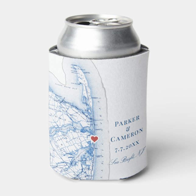 Enfriador De Latas Brillante mar Nueva Jersey Wedding Favor Coozie (Lata Anverso)