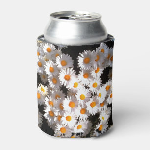 Enfriador De Latas Brillantes Daisises Blancos Sobre El Arte Floral N