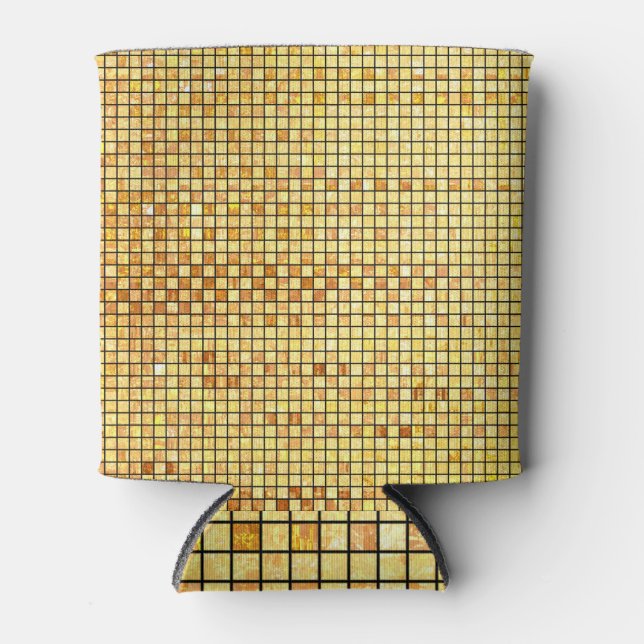 Enfriador De Latas Brillo dorado mosaico, fondo abstracto. (Anverso)