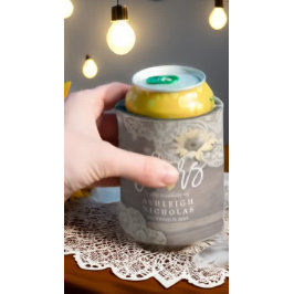 Enfriador De Latas Brindis de Boda al Amor Madera Encaje Girasoles Lu