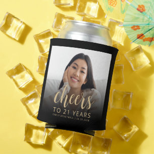 Enfriador De Latas Brindis de Foto Personalizada Cumpleaños 21 Fiesta