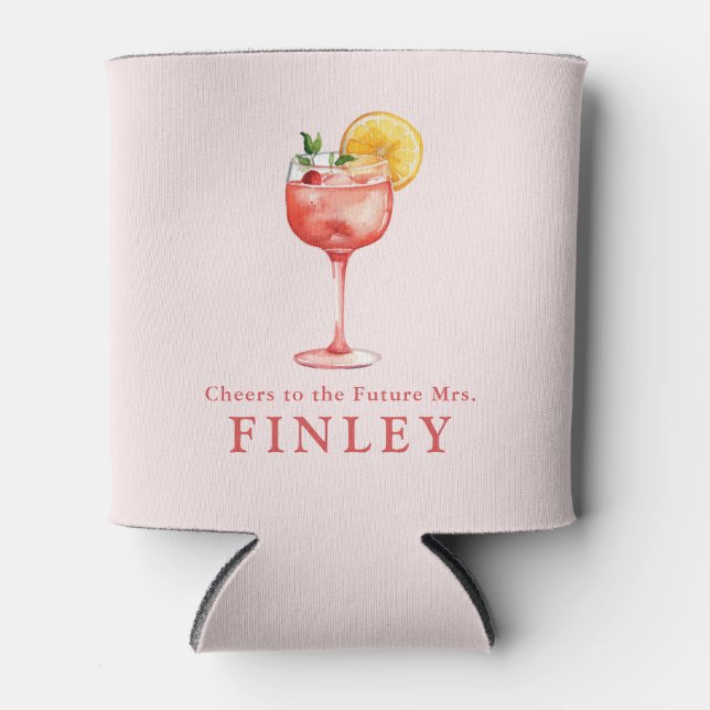 Enfriador De Latas Brindis por la futura Sra. Light Pink Despedida de (Anverso)