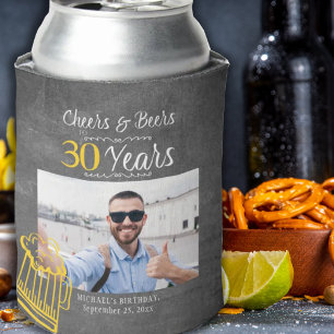 Enfriador De Latas Brindis y cervezas para foto de cumpleaños de 30 a
