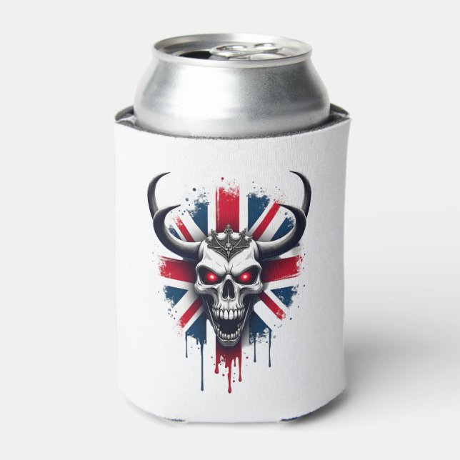 Enfriador De Latas British Skull England UK Flag Premium T-Shirt (2) (Lata Anverso)
