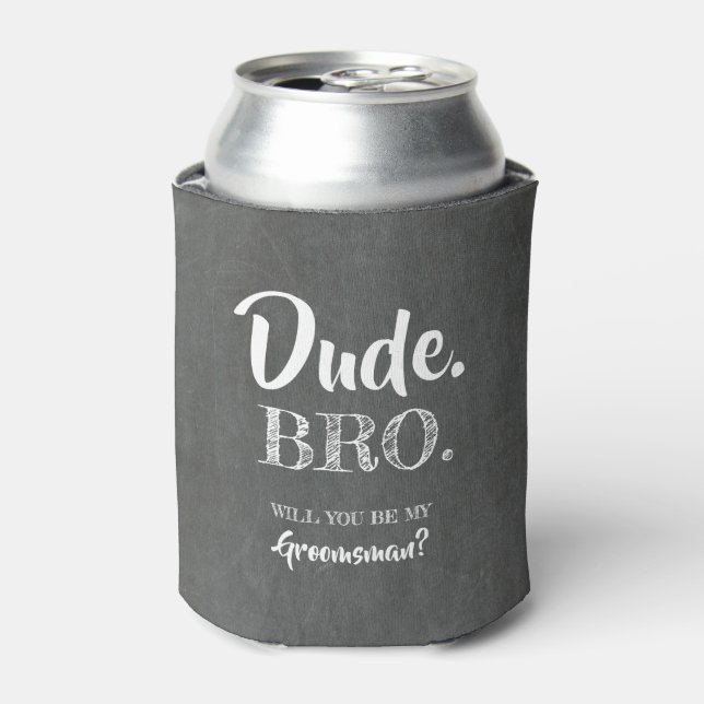 Enfriador De Latas Bro Amigo - Funny Groomsman Propuesta (Lata Anverso)