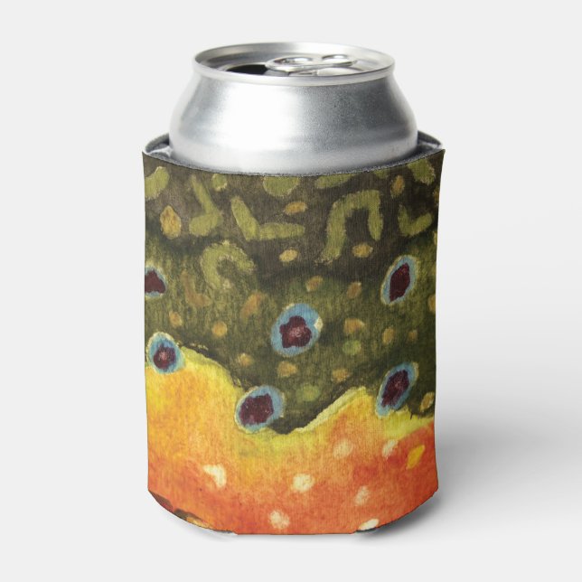 Enfriador De Latas Brook Trout Fly Fishing Ichthyological Angler's (Lata Anverso)