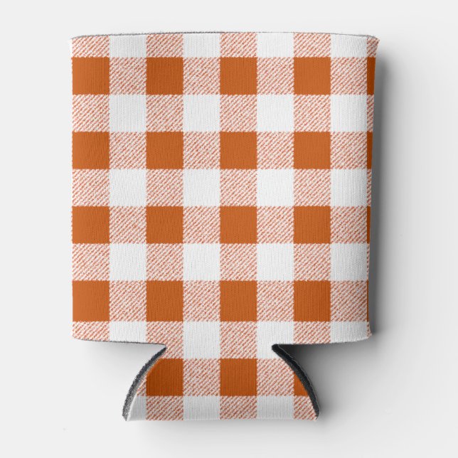 Enfriador De Latas Brown Gingham Check (Anverso)