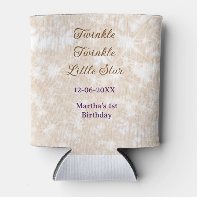 Enfriador De Latas Brown glitter twinkle twinkle little star birthday (Anverso)