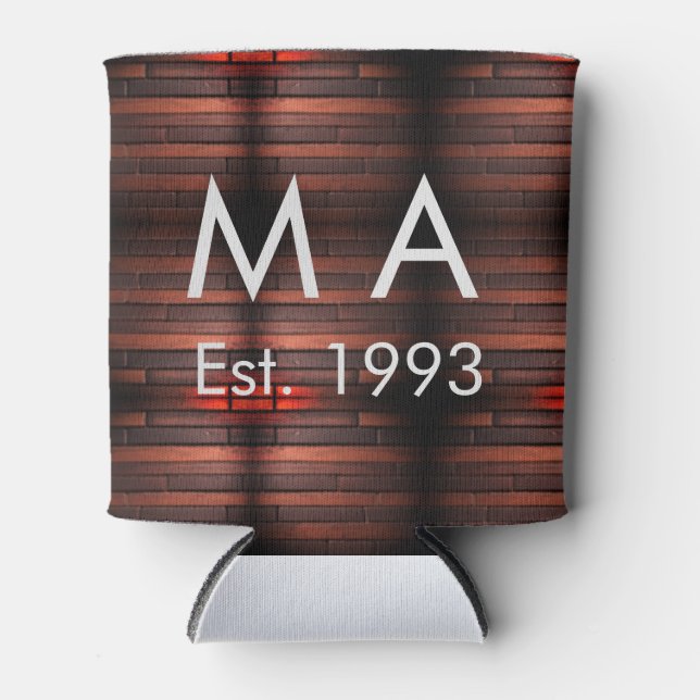 Enfriador De Latas Brown rustic brick stone add name letter year date (Anverso)