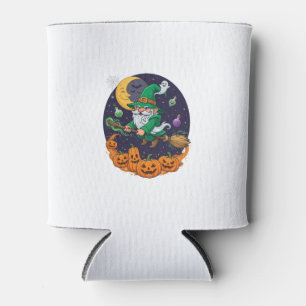 Enfriador De Latas Bruja de Halloween Gnomo Escoba Calabazas Luna