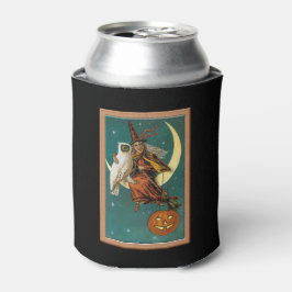 Enfriador De Latas Bruja y búho nostálgico feliz Halloween
