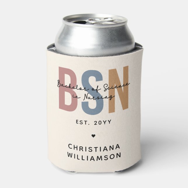 Enfriador De Latas BSN, personalizado, Licenciatura en Ciencia en Enf (Lata Anverso)