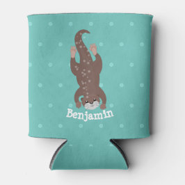 Enfriador De Latas Buceo con nutria en el ilustracion verde azulado p