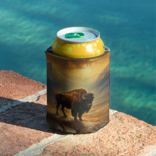 Enfriador De Latas Buffalo Bison Sunset Silhouette