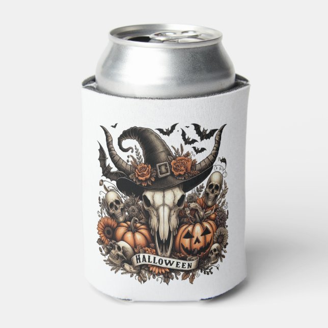 Enfriador De Latas Bull Skull Halloween Cow (Lata Anverso)