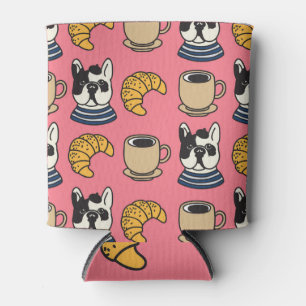 Enfriador De Latas Bulldog francés, café y croissant.