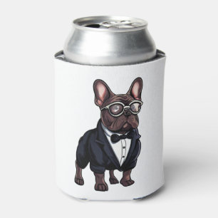 Enfriador De Latas Bulldog francés en Tuxedo vistiendo gafas