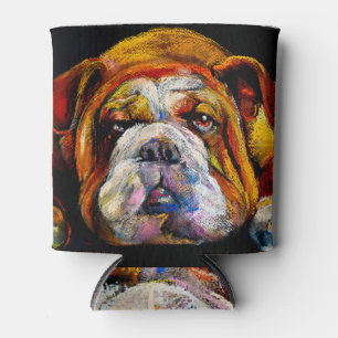 Enfriador De Latas Bulldog Pastel, retrato artístico moderno.