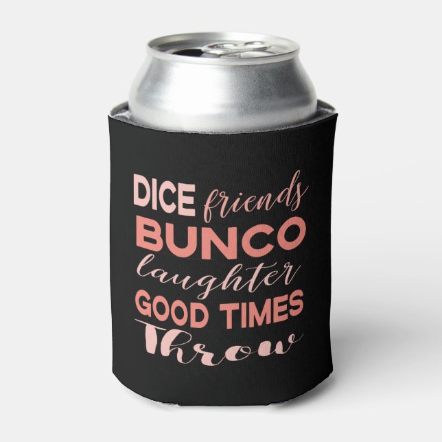 Enfriador De Latas Bunco Player Pink Black Dice Friends (Lata Anverso)