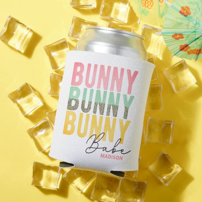 Enfriador De Latas Bunny Babe Cute Moderna Girly Easter Personalizada (Verano in situ)