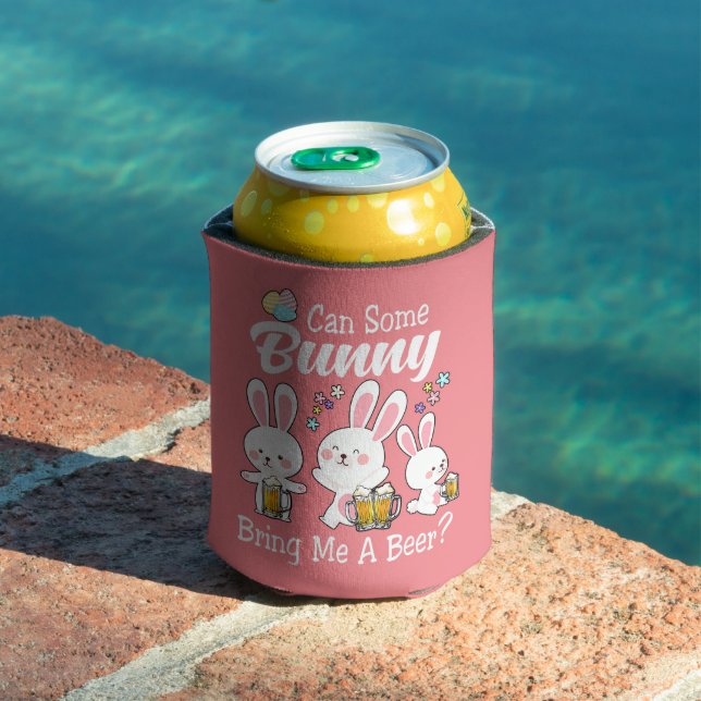 Enfriador De Latas Bunny Tráeme Una Cerveza Feliz Pascua (Piscina in situ)