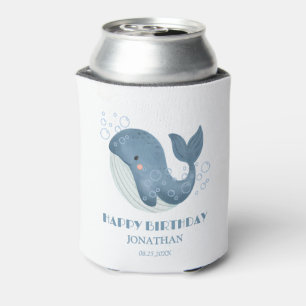 Enfriador De Latas Burbuja azul circular mate niños de ballena cumple