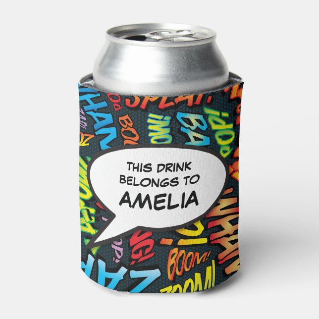 Enfriador De Latas Burbuja de habla divertida moderna personalizada (Lata Anverso)