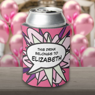 Enfriador De Latas Burbuja de habla personalizada rosa divertida mode
