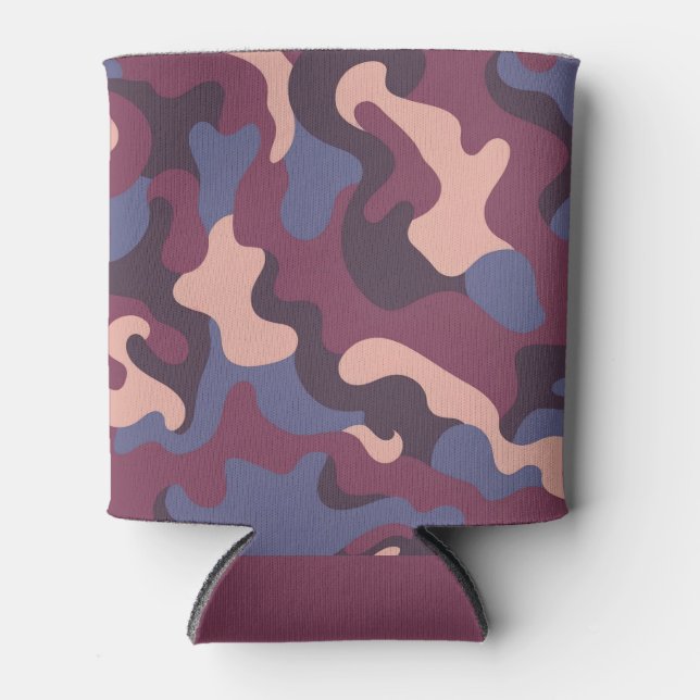 Enfriador De Latas Burgundy Purple Pink Camo Swirls Can Cooler (Anverso)