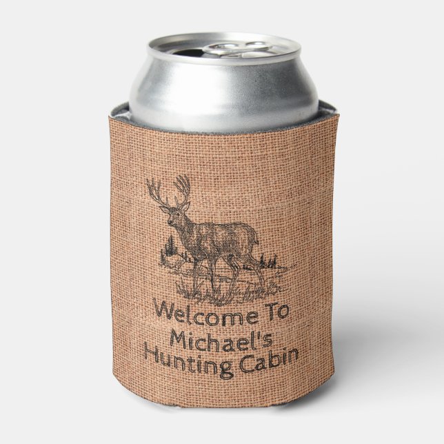 Enfriador De Latas Burlap ruso personalizado con Ilustracion de cierv (Lata Anverso)