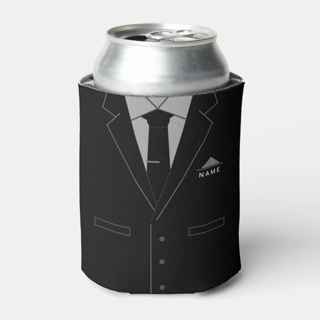 Enfriador De Latas Business Black Suite Funny Refrigerador de bebidas (Lata Anverso)