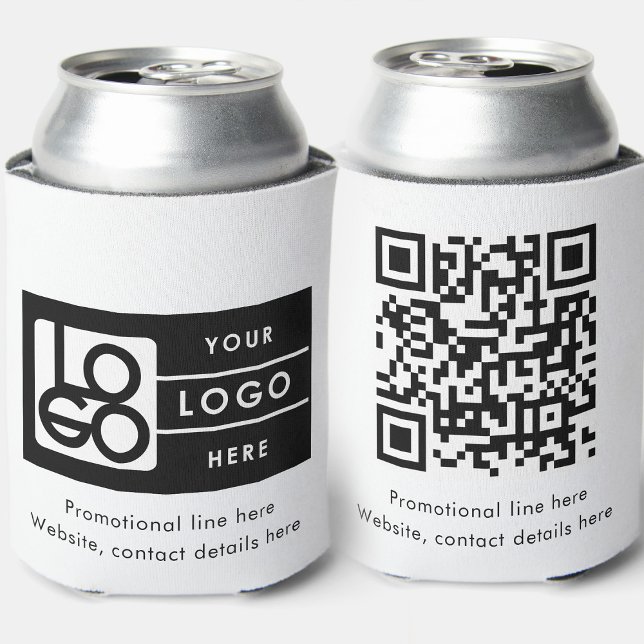 Enfriador De Latas Business Rectangle Logo Text Promo QR Code (Business Rectangle Logo Text Promo QR Code Can Cooler)