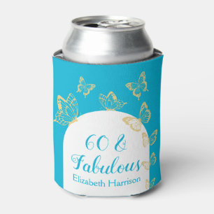 Enfriador De Latas Butterflies de oro azul moderno Fabuloso cumpleaño