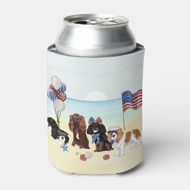Enfriador De Latas Caballero Patriótico Rey Charles Spaniels (Lata Anverso)