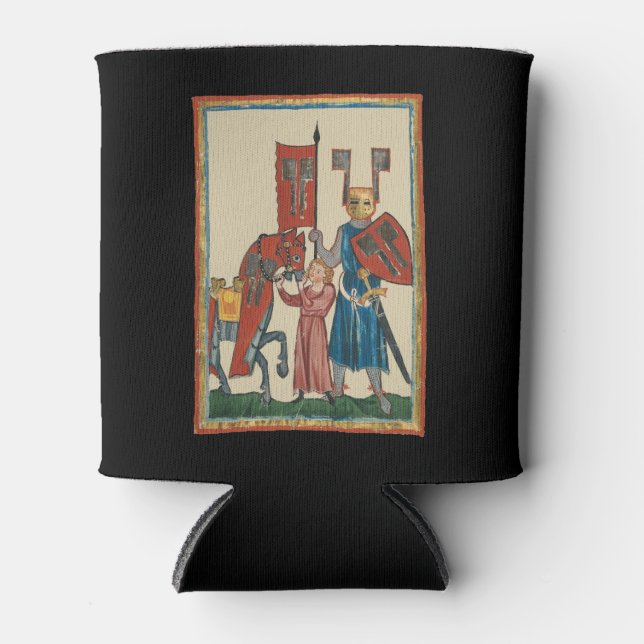 Enfriador De Latas Caballero y escudero, arte medieval del siglo XIV (Anverso)