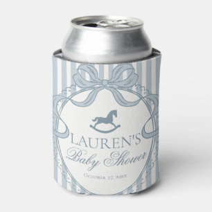 Enfriador De Latas Caballo de Balanza con Lazo Coquette Azul Favor de