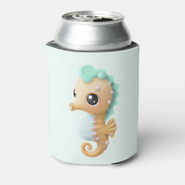 Enfriador De Latas Caballo de mar para bebés en Verde azulado y blanc (Reverso de la lata)