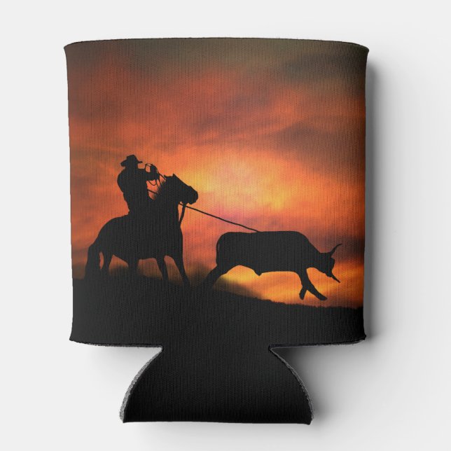 Enfriador De Latas Caballo de vaquero y toro (Reverso)