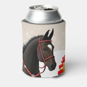 Enfriador De Latas Caballo festivo con tema de Navidad